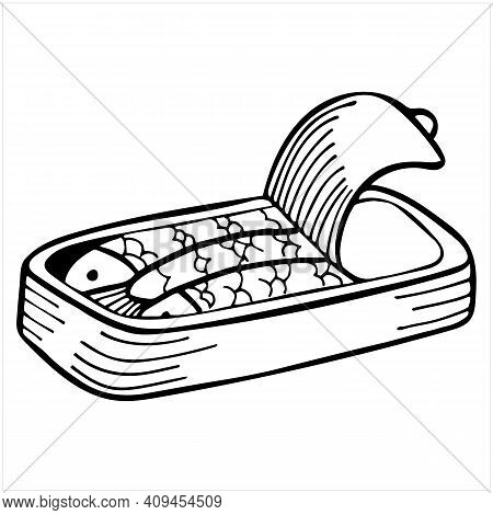 Canned Fish, Hand Drawn Isolated Vector Illustration