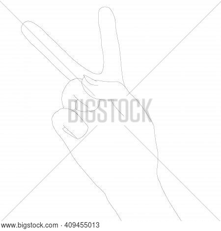 Hand Show 2 Contour Human Hand Vektörü (Ücretsiz Deneme) | Bigstock
