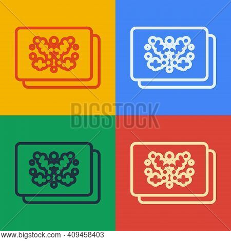 Pop Art Line Rorschach Test Icon Isolated On Color Background. Psycho Diagnostic Inkblot Test Rorsch