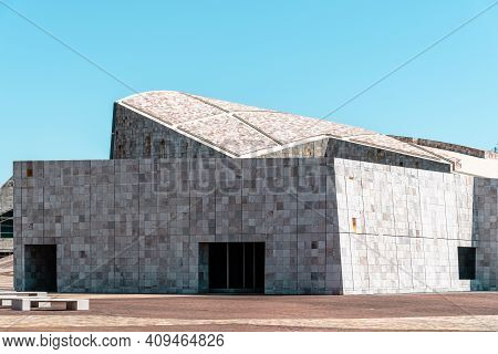 Santiago De Compostela, Spain - July 18, 2020: View Of City Of Culture Of Galicia. Situated On The T