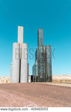 Santiago De Compostela, Spain - July 18, 2020: View Of City Of Culture Of Galicia. Situated On The T