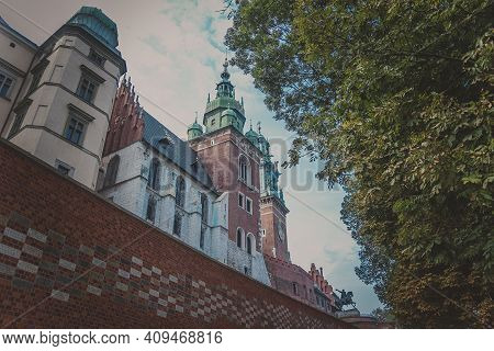 Wawel Cathedral With Sigismund Clock Tower, A Roman Catholic Church Located On Wawel Hill In Krakow,