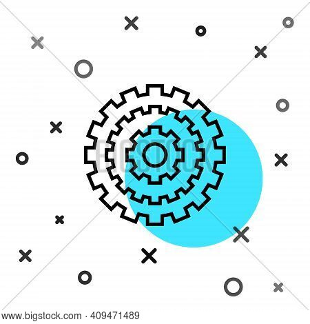 Black Line Bicycle Cassette Mountain Bike Icon Isolated On White Background. Rear Bicycle Sprocket. 