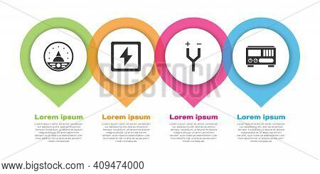 Set Ampere Meter, Multimeter, Voltmeter, Lightning Bolt, Electric Cable And Electrical Measuring Ins
