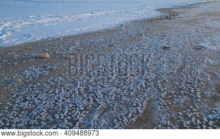 Ice Sea Water Waves And Snow Abstract Background Photo