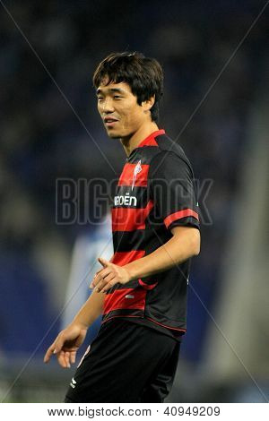 BARCELONA - 12 de janeiro: Park Chu-Young do Celta de Vigo durante um campeonato espanhol corresponde entre Espanyol 