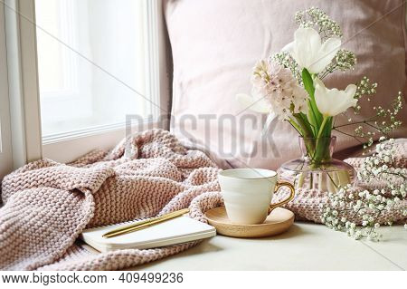 Masala Tea. A Cup Of Traditional Indian Tea Masala Tea With Ingredients To Prepare. Cinnamon, Anise,