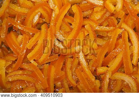 Candied Orange Peel. Succade Is The Candied Orange Peel. Background