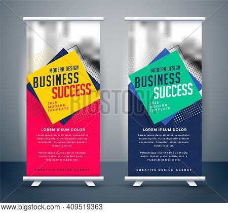 Abstract Business Standee Roll Up Banner Design