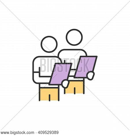 Finance Supervisor Rgb Color Icon. Collecting And Analyzing Budget Reports. Evaluating Performance. 