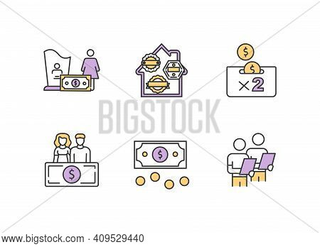 Risk Management Rgb Color Icons Set. Burial Insurance. Money Savings. Personal Finance, Investment. 