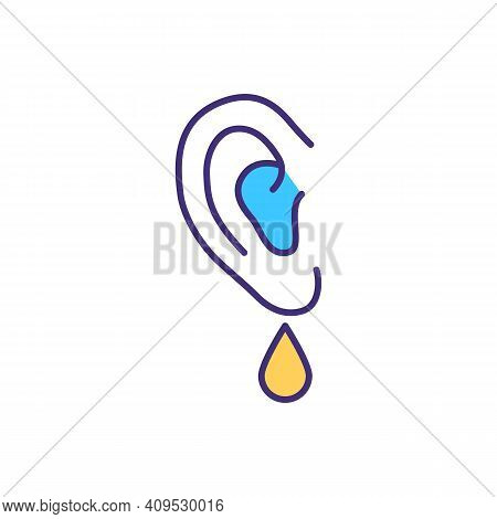 Ear Infection Rgb Color Icon. Inflammation And Fluid Buildup. Respiratory Viral And Bacterial Infect