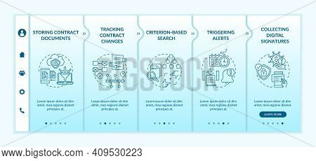 Contract Management Software Functions Onboarding Vector Template. Tracking Contract Changes. Respon