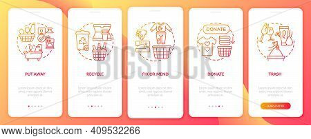 Decluttering Categories Onboarding Mobile App Page Screen With Concepts. Recycling Things. Declutter