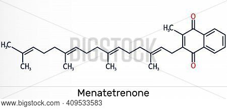 Menatetrenone, Menachinon-4, Mk-4 Molecule. It Is Vitamin K2,menaquinone. Skeletal Chemical Formula.