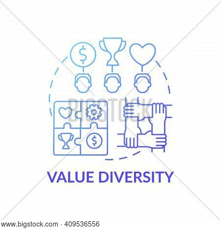 Value Diversity Concept Icon. Top Management Diversity Types. Differences Between Company Employees.