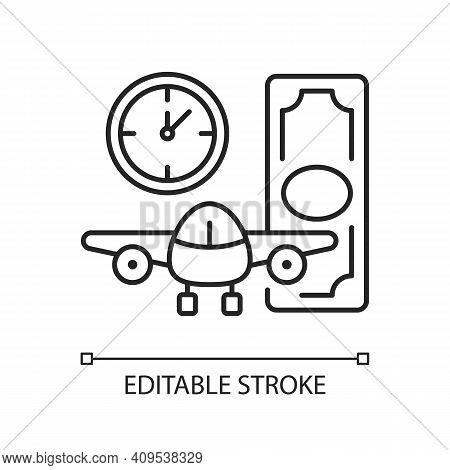 Aircraft Rental Chalk Linear Icon. Civil Aviation. Ability To Get Plane For Rent. Light Aircraft. Th