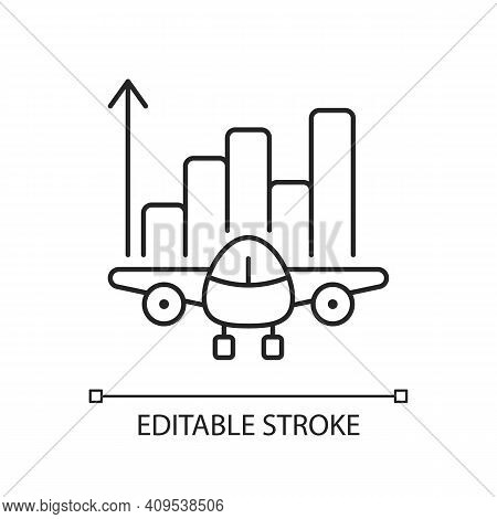 Aviation Analytics Chalk Linear Icon. Civil Aviation Management. Company Budget Optimization. Thin L
