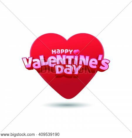 Happy Valentine's Day With Big Heart Clean Banner Vector Illustration
