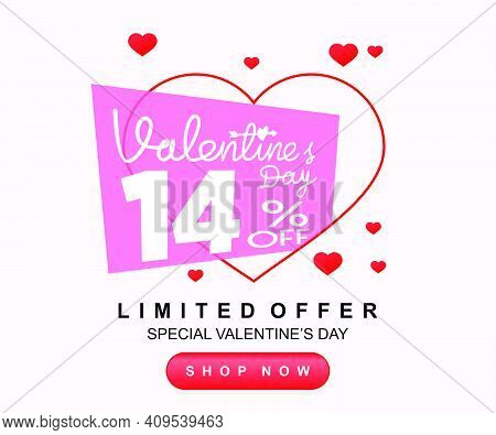 Cute Hearts For Valentine's Day Promotion Banner Vector Illustration