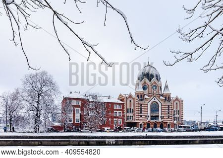 Kaliningrad, Russia, January 29, 2021. The New Liberal Synagogue. House Of Prayer For The Jewish Com