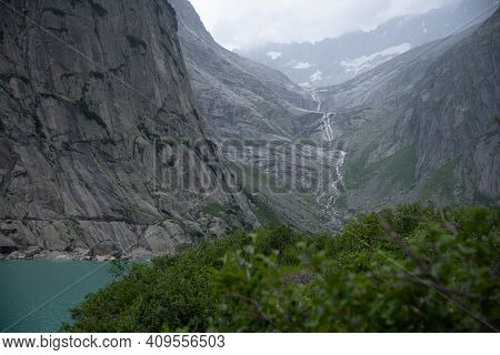 Beautiful Mountain Lake Gelmersee In Bern Switzerland