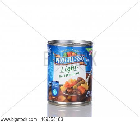 IRVINE, CA - January 05, 2014: A can of Progresso Light Beef Pot Roast Soup. Progresso, owned by General Mills has been making soups for over 90 years.