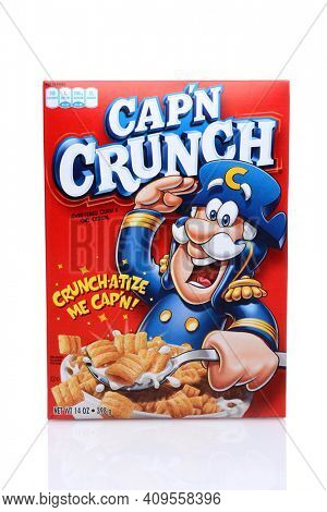 IRVINE, CA - May 14, 2014: A 14oz box of Capn Crunch breakfast cereal. Manufactured by Quaker Oats Company, a division of PepsiCo since 2001.