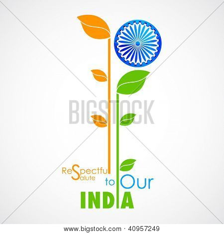 illustrazione della pianta nel tricolore bandiera indiana con Ashok Chakra