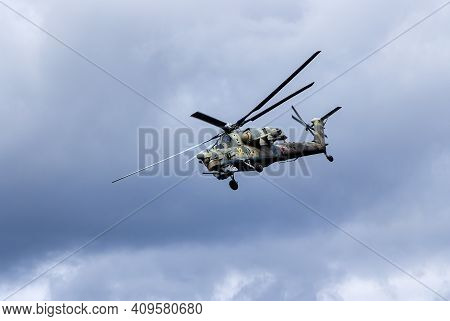 Samara, Russia - September 10, 2017: Russian Air Force Mi-28 Havoc Military Attack Combat Helicopter