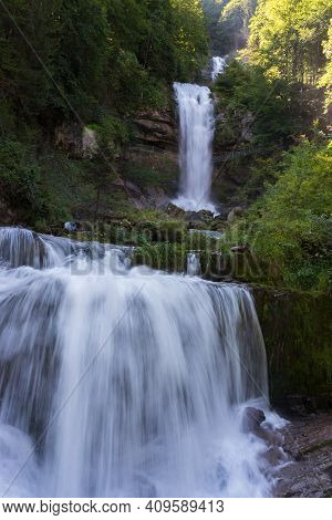 Giessbach, Switzerland - August 15, 2019 - Giessbach Waterfall