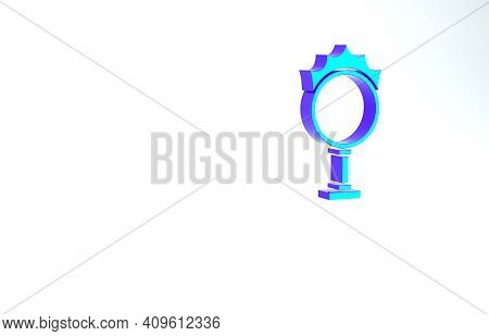 Turquoise Circus Fire Hoop Icon Isolated On White Background. Ring Of Fire Flame. Round Fiery Frame.