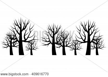 Black Trees. Nature Landscape. Color Pattern, Vector Illustration. Stock Image. Eps 10.