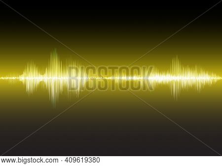 Yellow Sound Waves Glow Light, Stock Vector