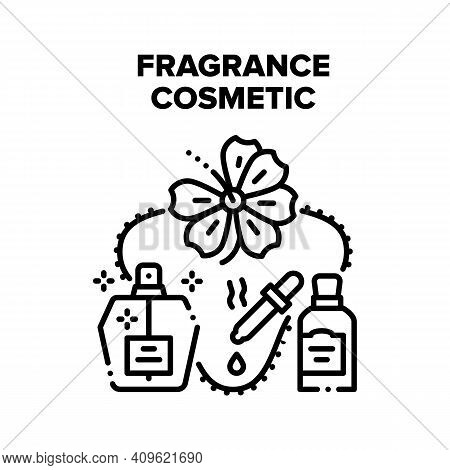 Fragrance Cosmetic Perfume Vector Icon Concept. Fragrance Cosmetic Bottle Spray And Flavor Essential