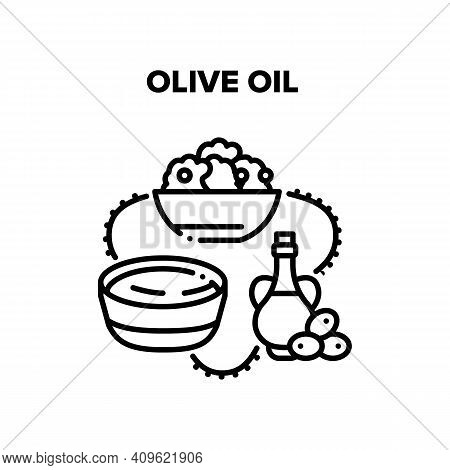 Olive Oil Natural Ingredient Vector Icon Concept. Graffin Decanter For Storaging Olive Oil And Natur