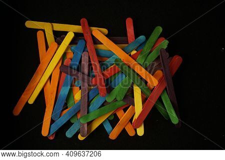 Wood Sucker Sticks Repurposed For Children's Colourful Building Sticks