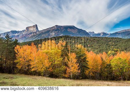 French Countryside. Clelles: View Of The Heights Of The Vercors, The Marly Hills And The Valley Val 