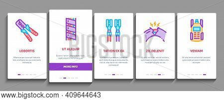 Optical Fiber Cable Onboarding Mobile App Page Screen Vector. Fiber Repair Instrument And Electrical