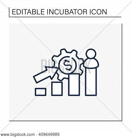 Growth Business Line Icon.gradually Rise Of Business, Reaches Point For Expansion. Successful Compan