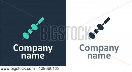 Logotype Olive And Cheese On Chopstick Icon Isolated On White Background. Canape, Tapas With Cheese 