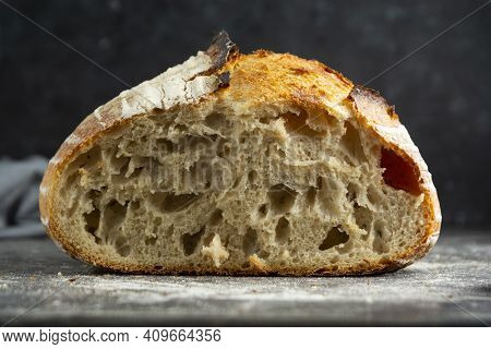 Sourdough Rustic Homemade Healthy Bread. Traditional Bread, Home Baking.
