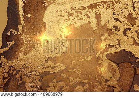 Fortuna Gold And Brown Abstract Marble Texture With Sparkles