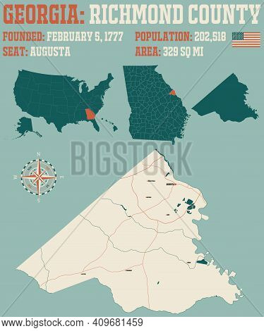 Large And Detailed Map Of Richmond County In Georgia, Usa.