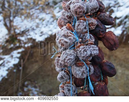 Dried Date-plum, Caucasian Persimmon, Or Lilac Persimmon (diospyros Lotus) In Georgian Village