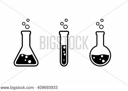 Illustration Of Three Flask Icons Isolated On White Background.