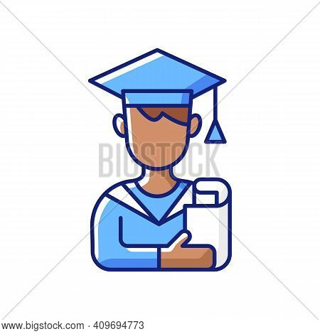 Male Student Rgb Color Icon. Early Adulthood. Establishing Identity. Life Stage Between Adolescence 