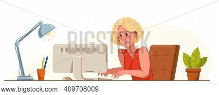 Young Woman Alarmed In Problem Working On A Project In Stress Vector Flat Illustration Isolated, Urg