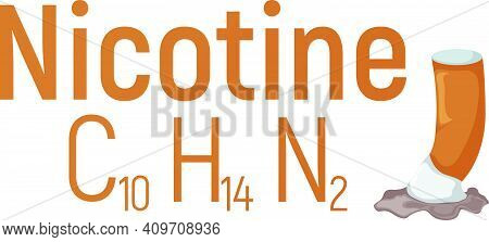 Nicotine Concept Chemical Formula Icon Label, Text Font Vector Illustration, Isolated On White. Peri