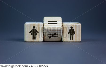 Symbol For Gender Equality. Turned A Cube And Changed A Unequal Sign To A Equal Sign Between Symbols